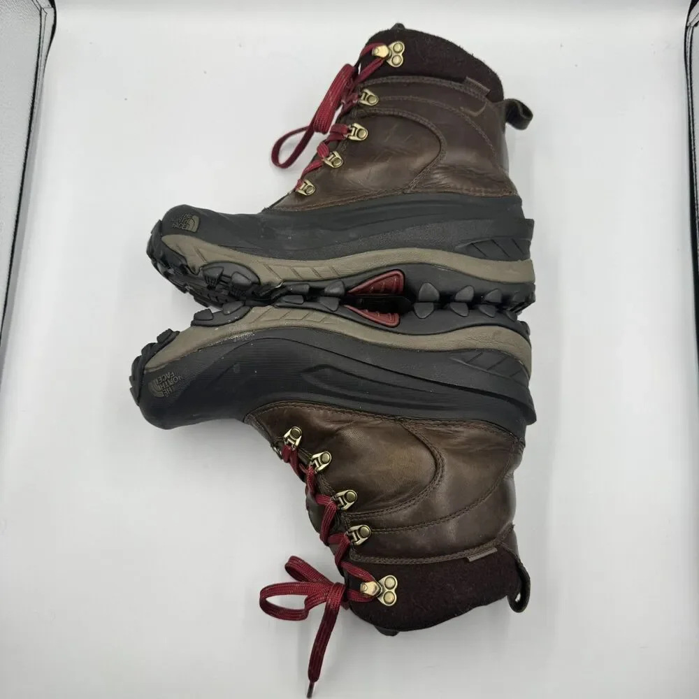 The North Face Chilkat II Luxe Waterproof Winter Boots Men Size 9 Brown Leather